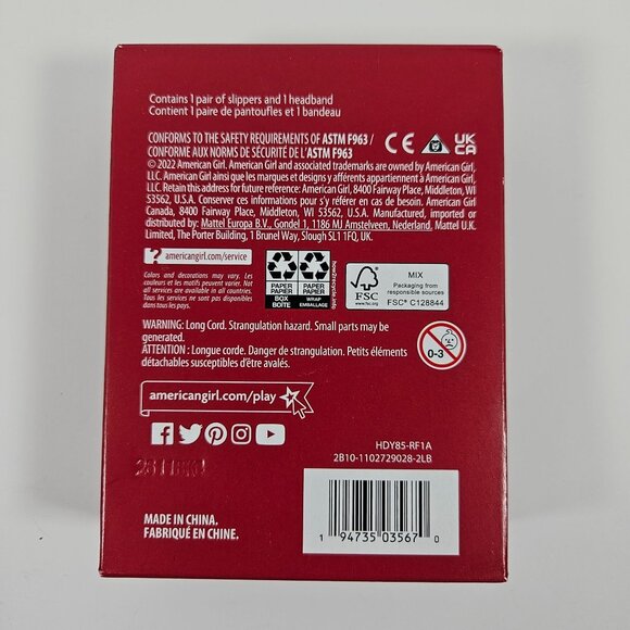 American Girl Pawsitively Purrfect Accessories Pink Slippers Green Headband Set - Picture 2 of 8